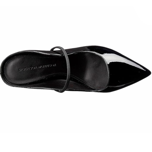 SIGERSON MORRISON Beryl Mule Pumps Ponted Toe Black Patent Leather Heeled Shoes - Picture 4 of 10